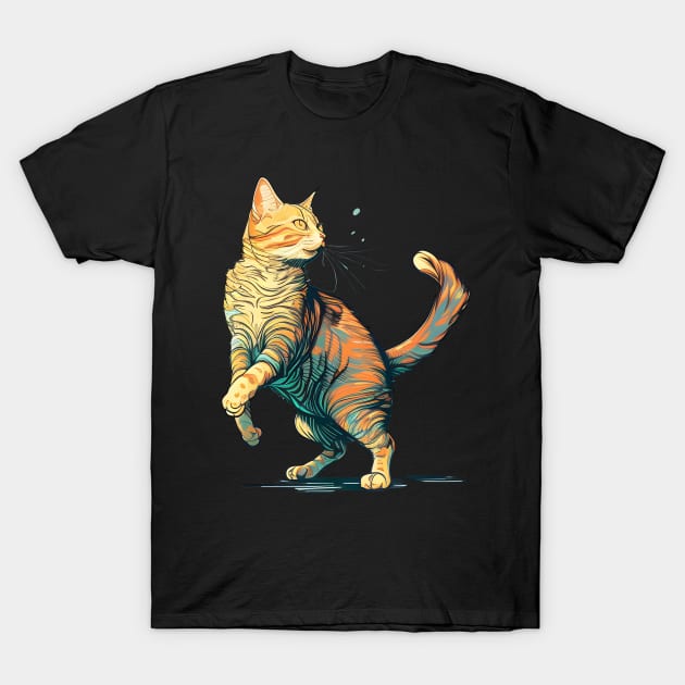 Colorful cute cat in pop art style - Funny Cats T-Shirt by Danielle Shipp